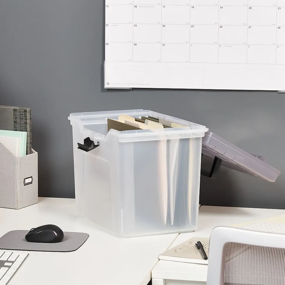 Staples File Box File Portable Tote, Letter Size, Clear (140165/111112)