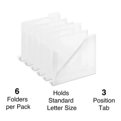Staples File Folder, 3 Tab, Letter Size, Translucent Clear, 6/Pack (TR11863)