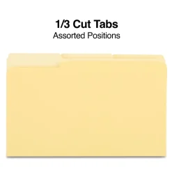 Staples File Folder, 1/3-Cut Tab, Legal Size, Yellow, 100/Box (ST224576-CC)