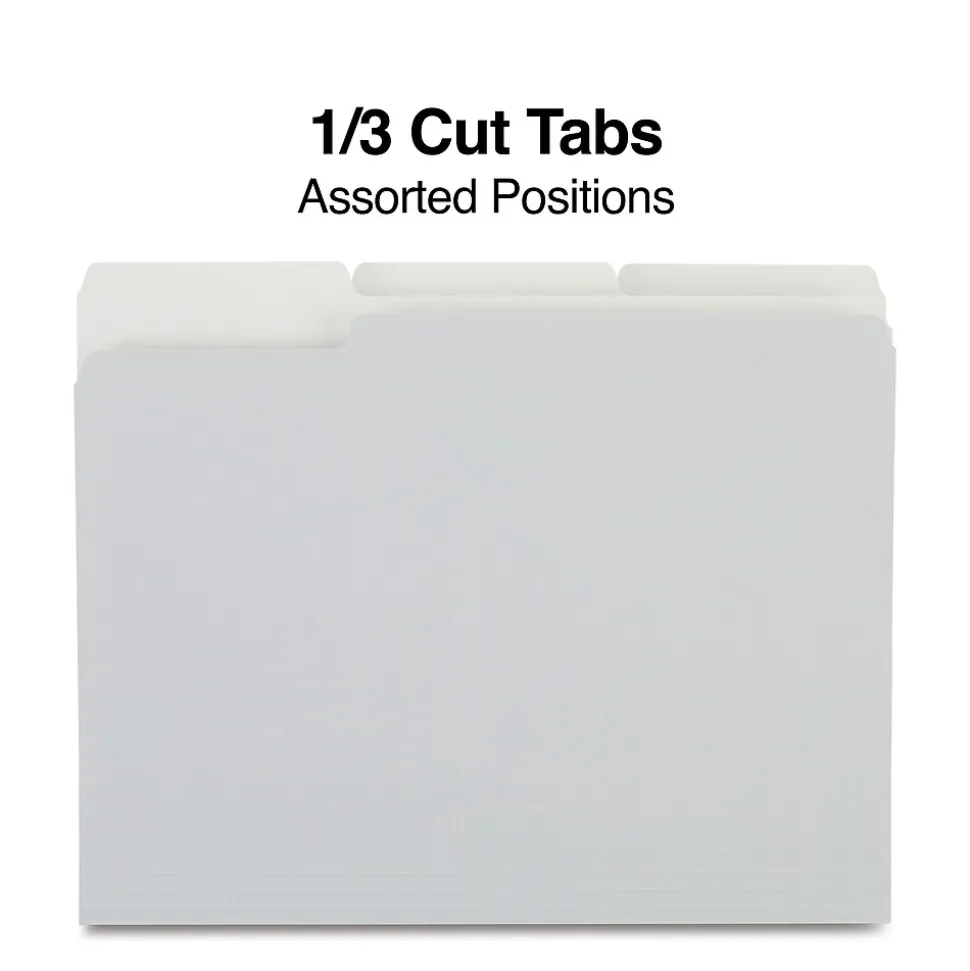 Staples File Folders, 1/3-Cut Tab, Letter Size, Gray, 100/Box (ST433664-CC)