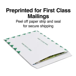 Staples First Class EasyClose Catalog Envelopes, 9"L x 12"H, White and Green, 100/Box (SPL486929)