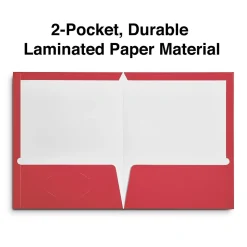 Staples Glossy 2-Pocket Paper Folder, Red, 10/Pack (13374-CC)