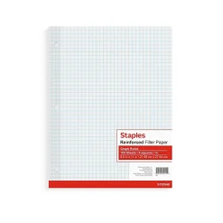 Staples Graph Ruled Filler Paper, 8.5" x 11", White, 100 Sheets/Pack, 12 Packs/Carton (TR25549)