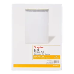 Staples Gummed Catalog Envelopes, 9" x 12", White, 25/Pack (ST579712N-CC)