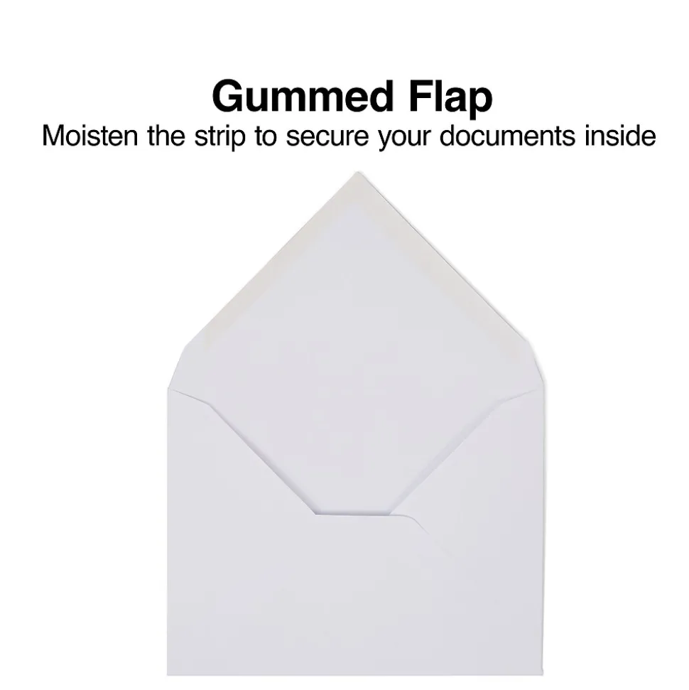 Staples Gummed Invitation Envelopes, 5 3/4" x 4 3/8", White, 250/Box (266767N)