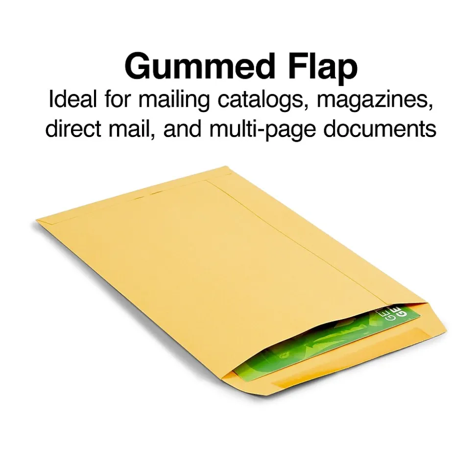Staples Gummed Kraft Catalog Envelopes, 6.5" x 9.5", Brown, 100/Box (SPL534701)