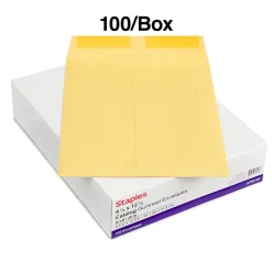Staples Gummed Kraft Catalog Envelopes, 9.5