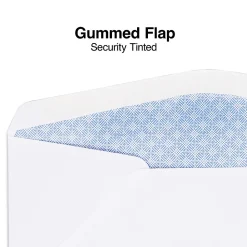 Staples Gummed Security Tinted #10 Window Envelope, 4 1/8" x 9 1/2", White Wove, 500/Box (19806/572043)