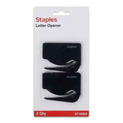 Staples Handle Letter Opener, Blue/White, 2/Pack (10616-CC)