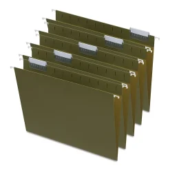 Staples Hanging File Folders, 1/5-Cut Tab, LLetter Size, Standard Green, 50/Box (45444-US)