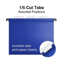 Staples® Hanging File Folder, 5-Tab, Letter Size, Assorted, 20/Box (ST13324/TR13324)