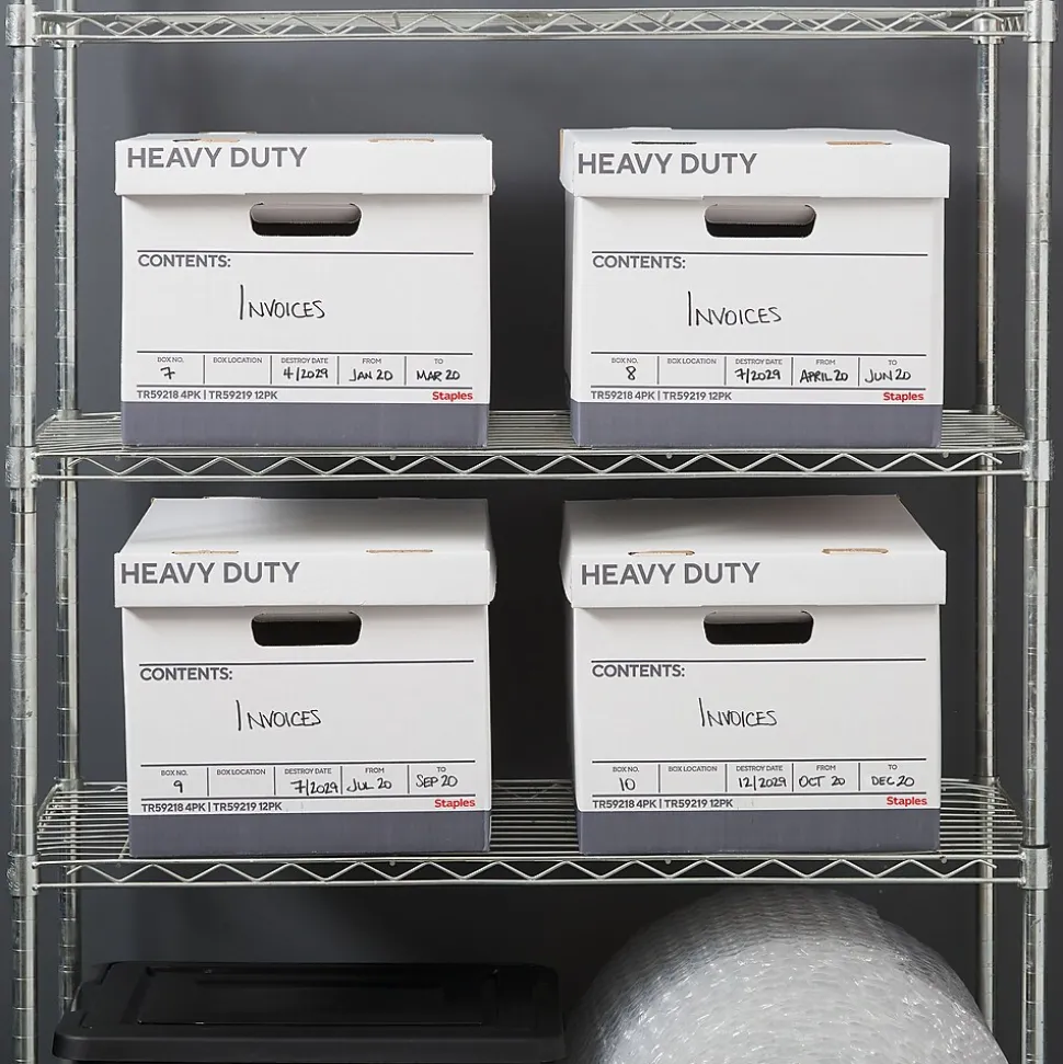 Staples Heavy Duty File Box, Lift Off Lid, Letter/Legal, White/Gray, 12/Carton (TR59219)