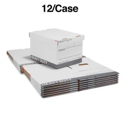 Staples Heavy Duty File Box, Lift Off Lid, Letter/Legal, White/Gray, 12/Carton (TR59219)