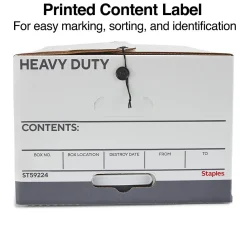 Staples Heavy Duty File Box, String and Button Lid, Legal, White/Gray, 4/Pack (TR59224)