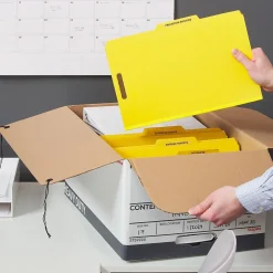 Staples Heavy Duty File Box, String and Button Lid, Legal, White/Gray, 4/Pack (TR59224)