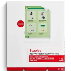 Staples Heavyweight Sheet Protector, 8.5" x 11", Clear, 100/Box (31866)
