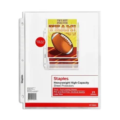 Staples High-Capacity Heavyweight Sheet Protectors, 8.5" x 11", Diamond Clear, 25/Pack (15944)