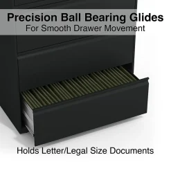 Staples HL8000 Commercial 5-Drawer Lateral File Cabinet, Locking, Letter/Legal, Black, 36