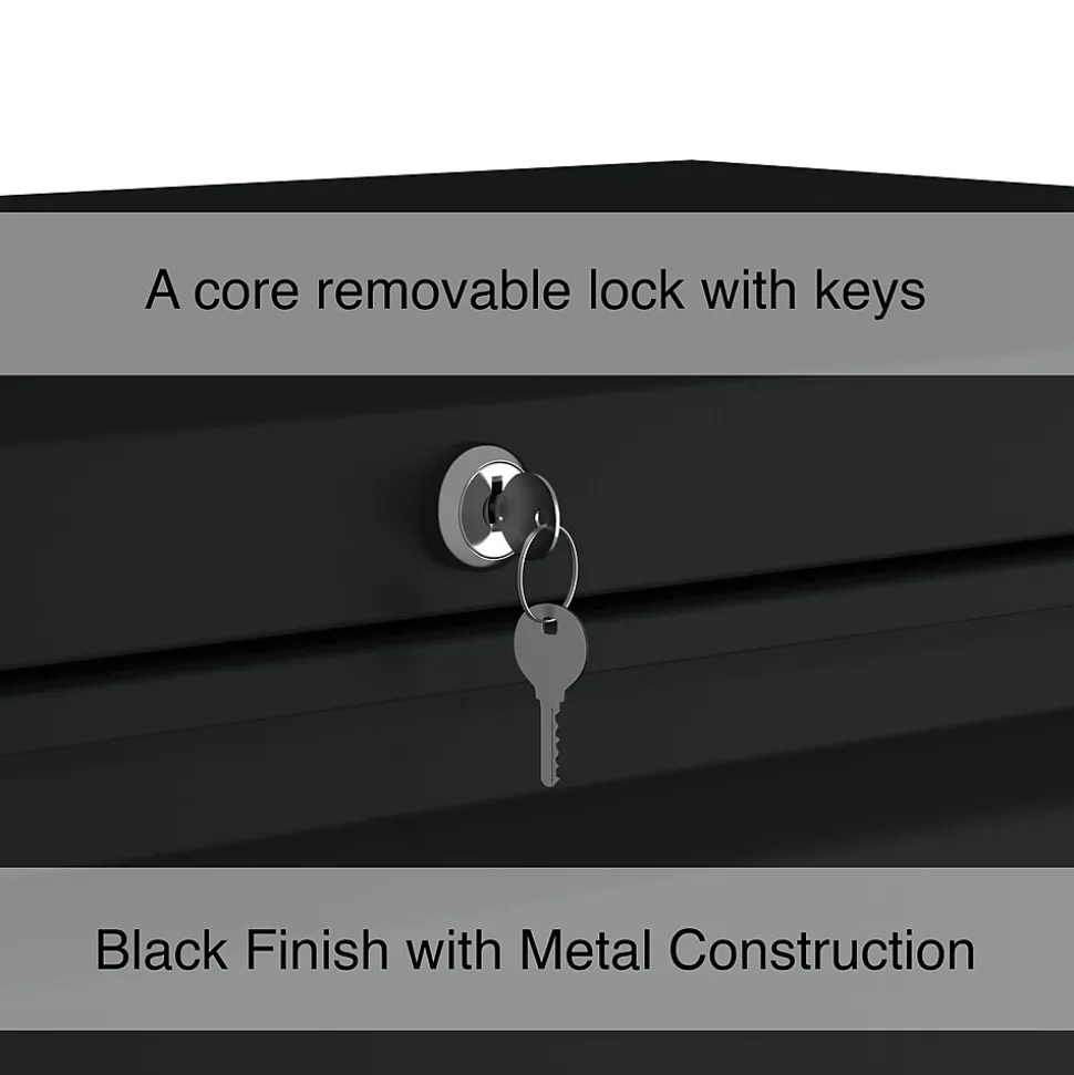 Staples HL8000 Commercial 5-Drawer Lateral File Cabinet, Locking, Letter/Legal, Black, 36"W (21754D)