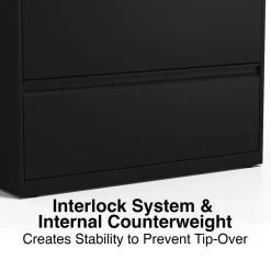 Staples HL8000 Commercial 5-Drawer Lateral File Cabinet, Locking, Letter/Legal, Black, 36