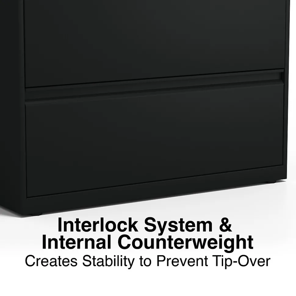 Staples HL8000 Commercial 5-Drawer Lateral File Cabinet, Locking, Letter/Legal, Black, 36"W (21754D)