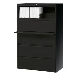 Staples HL8000 Commercial 5-Drawer Lateral File Cabinet, Locking, Letter/Legal, Black, 36