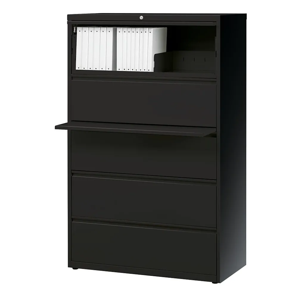 Staples HL8000 Commercial 5-Drawer Lateral File Cabinet, Locking, Letter/Legal, Black, 36"W (21754D)