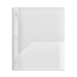 Staples 3-Hole Punched 2-Pocket Plastic Presentation Folder with Fasteners, Clear (ST26387-CC)