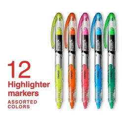 Staples Hype! Stick Highlighters, Chisel, Assorted, Dozen (14598)