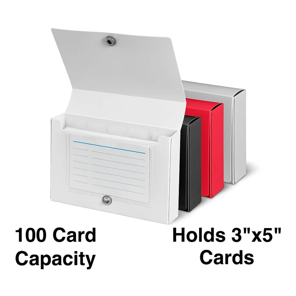 Staples® Index Card Holder for 3" x 5" Cards, 100 Card Capacity, Assorted (ST50992-CC)