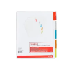 Staples Insertable Paper Dividers, 5-Tab, Assorted Colors (13496/11270)