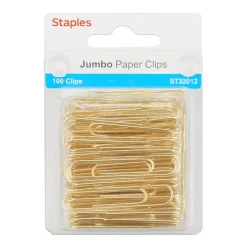 Staples Jumbo Paper Clips, Gold, 100/Pack (32012)