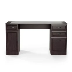 Staples Kendall Park 58.5"W Double Pedestal Desk, Cherry (52105)
