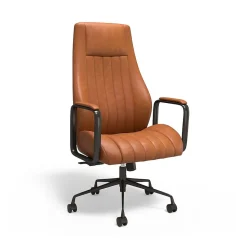 Staples® Laconia Ergonomic Leather Swivel Manager Chair, Brown (HLC-3932)