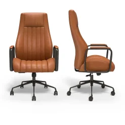 Staples® Laconia Ergonomic Leather Swivel Manager Chair, Brown (HLC-3932)