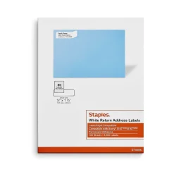 Staples Laser/Inkjet Address Labels, 1/2" x 1 3/4", White, 80 Labels/Sheet, 100 Sheets/Pack, 8000 Labels/Box (18056/SIWO090)