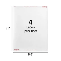 Staples Laser/Inkjet Shipping Labels, 3 1/2