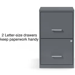 Staples Light Duty 2-Drawer Mobile Vertical File Cabinet, Letter Size, Lockable, 24.1"H x 14.3"W x 18"D, Charcoal (ST52143-CC)