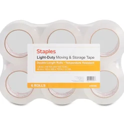 Staples® Lightweight Moving & Storage Packing Tape, 1.88" x 109 yds., Clear, 6/Pack (ST61005/52200)