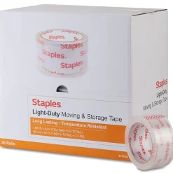 Staples® Lightweight Moving & Storage Packing Tape, 1.88" x 54.6 yds., Clear, 36/Box (ST61004/52203)