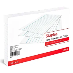 Staples® Lined Index Cards, 5" x 8", White, 100 Cards/Pack (ST51016-CC)