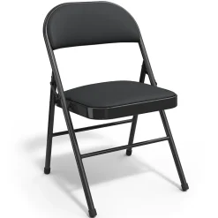 Staples Luxura Faux Leather Folding Chair, Black, 4/Pack (51504)
