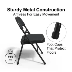 Staples Luxura Faux Leather Folding Chair, Black, 4/Pack (51504)