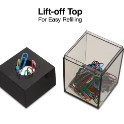 Staples Magnetic Paper Clip Dispenser, Clear/Black (10590)