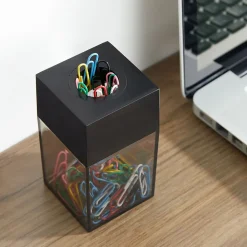 Staples Magnetic Paper Clip Dispenser, Clear/Black (10590)