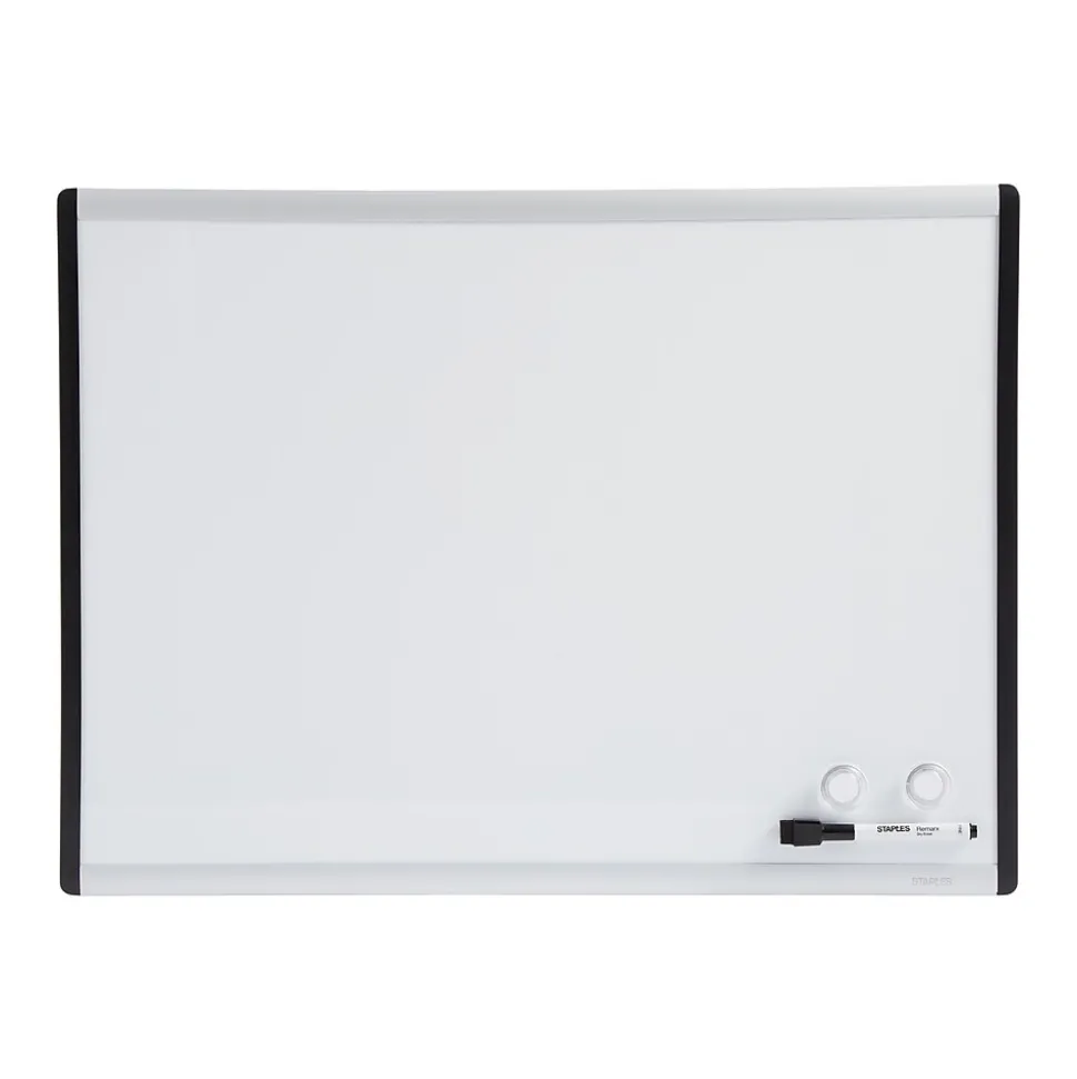 Staples Magnetic Steel Dry-Erase Whiteboard, Silver/Black, 1.5' x 2' (52484/28213)