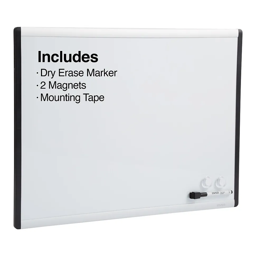 Staples Magnetic Steel Dry-Erase Whiteboard, Silver/Black, 1.5' x 2' (52484/28213)