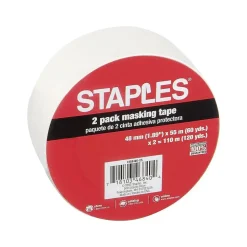 Staples Masking Tape, 1.89" x 60 yds., Natural, 2/Pack (468405-CC)