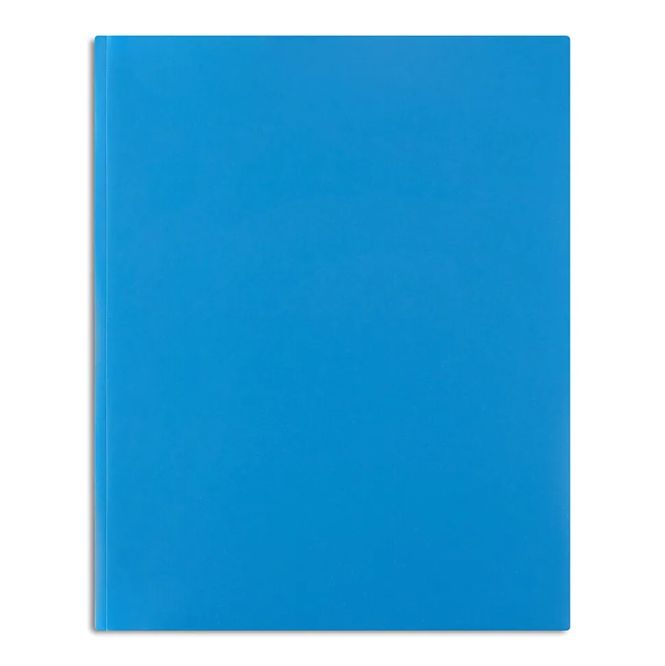 Staples Matte 2-Pocket Plastic Portfolio Folder with Fasteners, Blue (ST55477-CC)