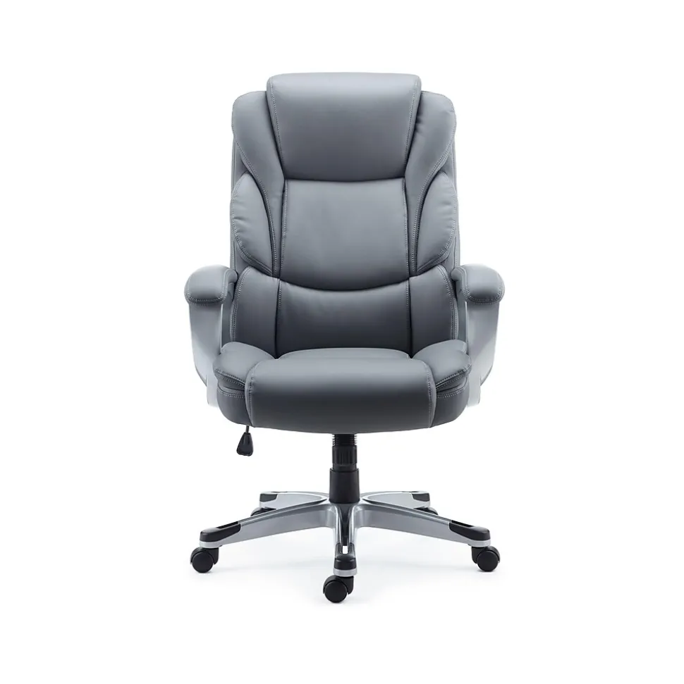 Staples Mcallum Ergonomic Bonded Leather Swivel Manager Chair, Gray (51474)